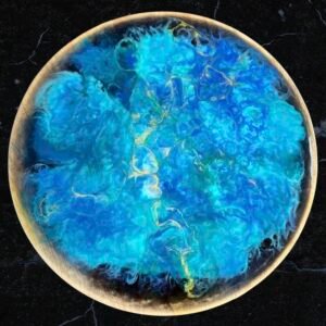 Plateau en bois de manguier - Bleu - 30cm